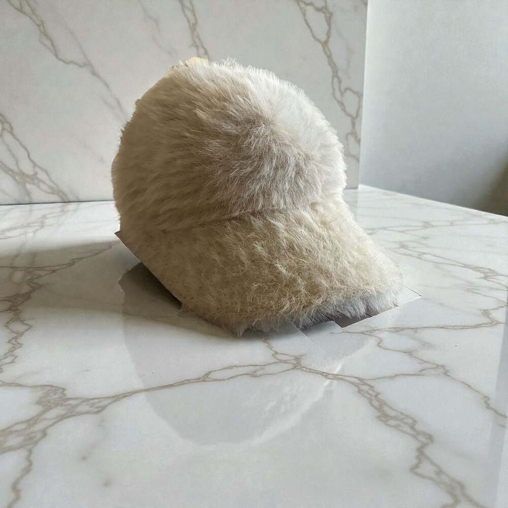 Faux Fur White Visor Hat